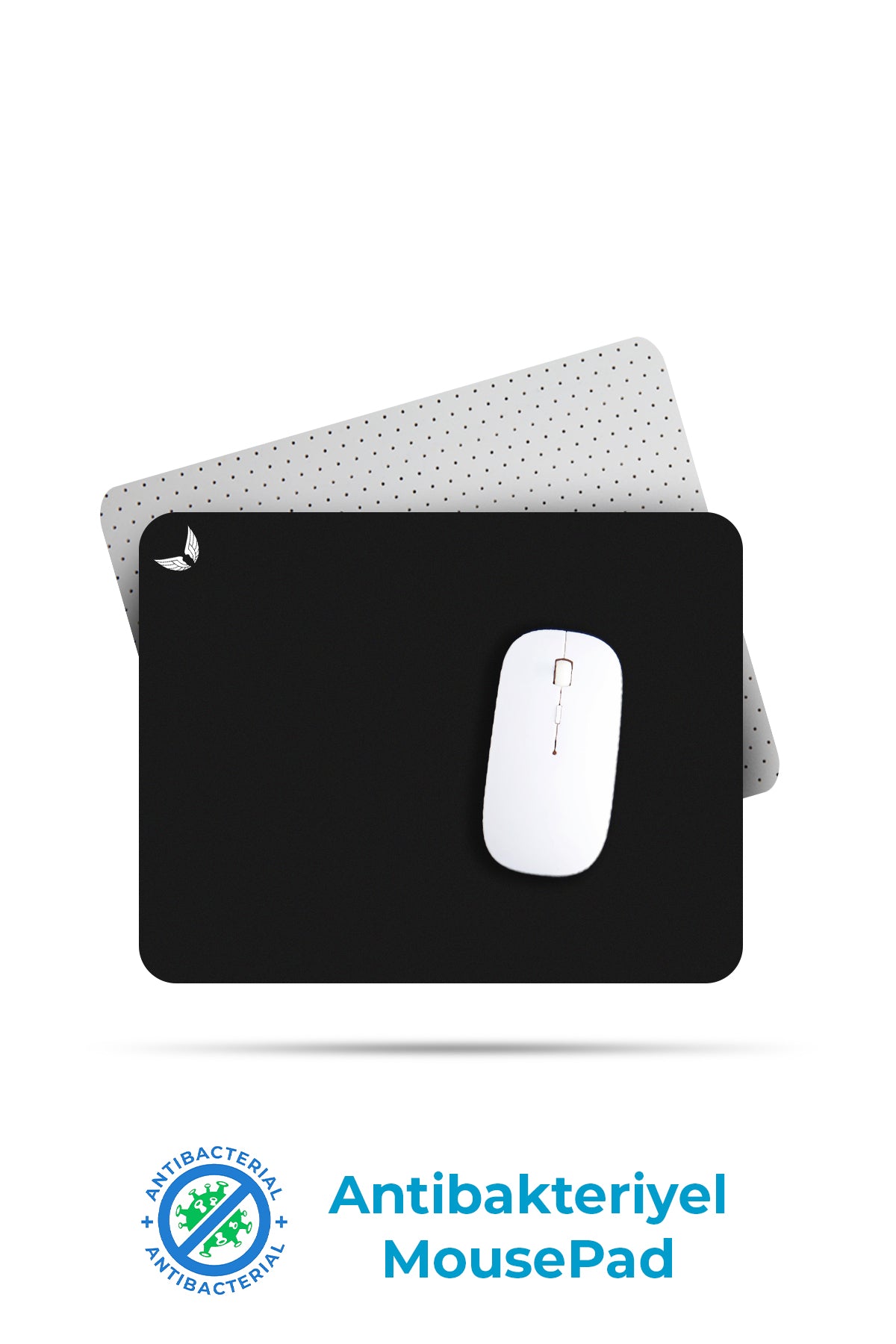 GoLite Antibakteriyel Mousepad – siyah, 22x18 cm, kenar detayı yakın çekim