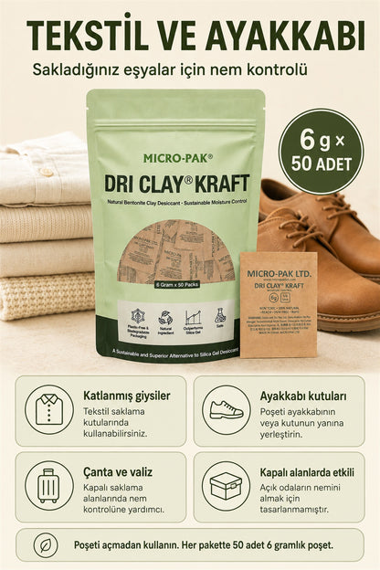 Micro-Pak nem alıcının tekstil ve ayakkabı saklarken kullanımı