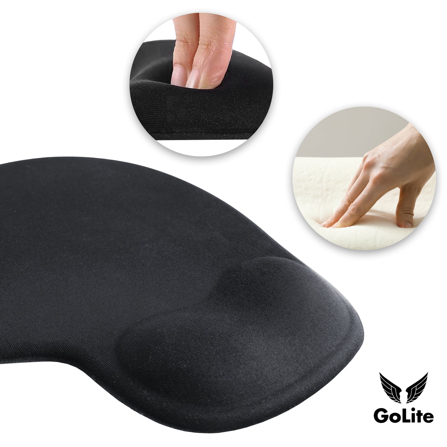 Bilek Destekli Mousepad Ergonomik Kaymaz Taban Siyah Mousepad - Oval