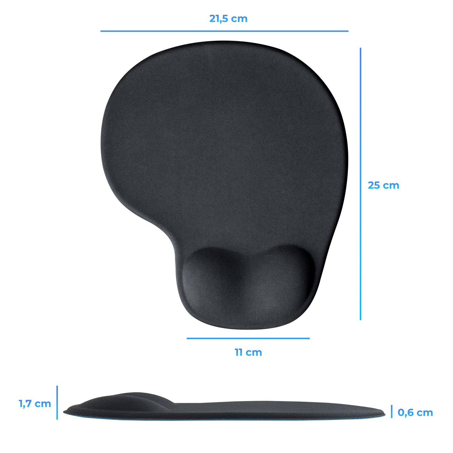 Bilek Destekli Mousepad Ergonomik Kaymaz Taban Siyah Mousepad - Oval