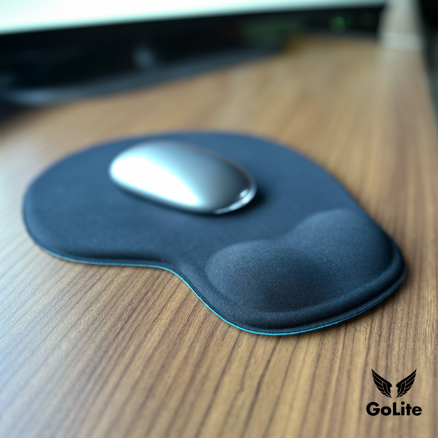 Bilek Destekli Mousepad Ergonomik Kaymaz Taban Siyah Mousepad - Oval