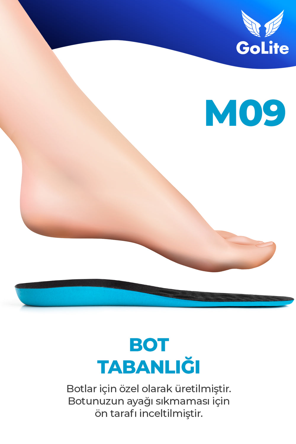 M09 bot tabanlığı, ayak üzerinde yandan görünüm bilgi görseli