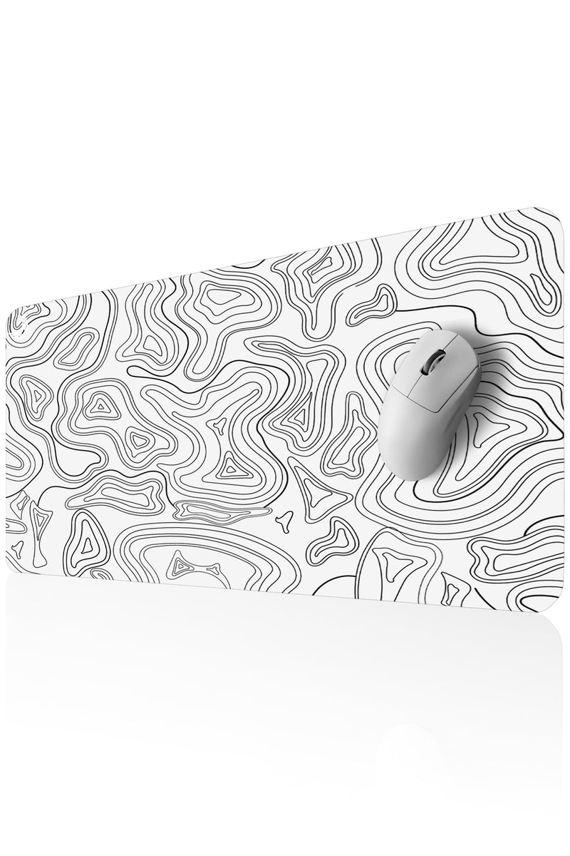 GoLite Poliüretan Mousepad – Topografi Beyaz · 70x30