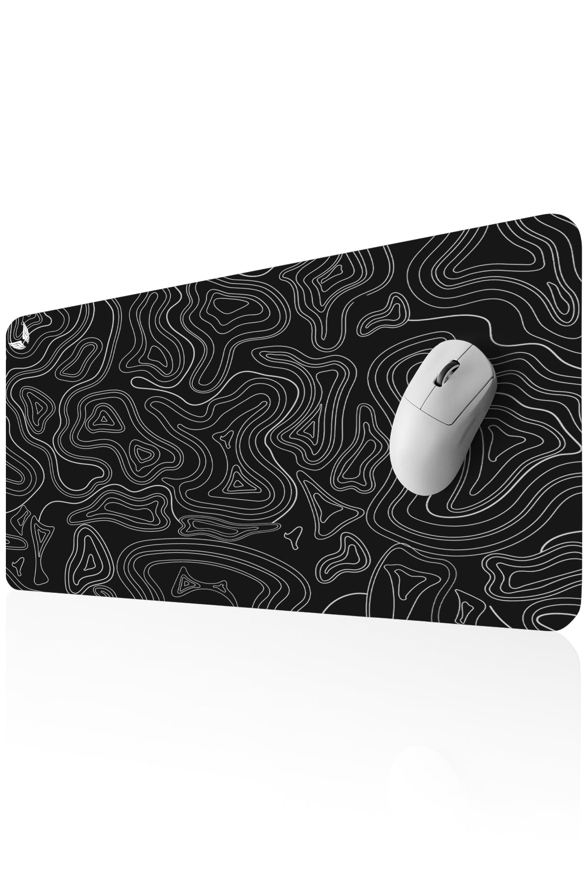 GoLite Poliüretan Mousepad – Topografi Siyah deseni, 70x30 cm, yüzey dokusu yakın çekim