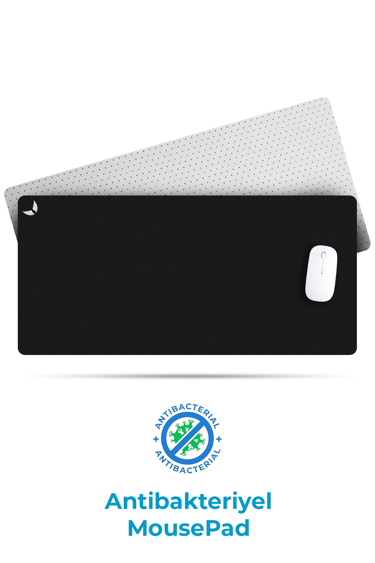 GoLite Antibakteriyel Mousepad – siyah, 70x30 cm, üstten ürün fotoğrafı