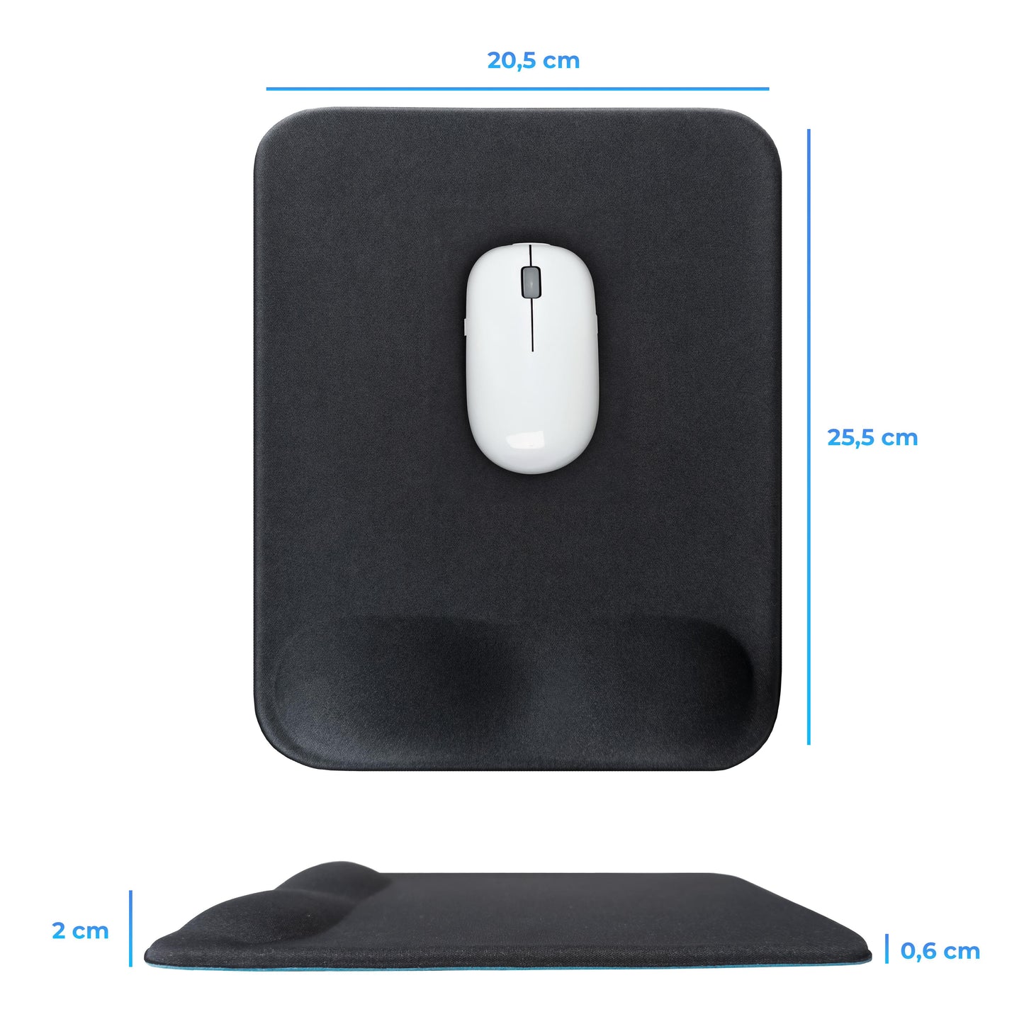 Bilek Destekli Mousepad Ergonomik Kaymaz Taban Siyah Mousepad - Dikdörtgen