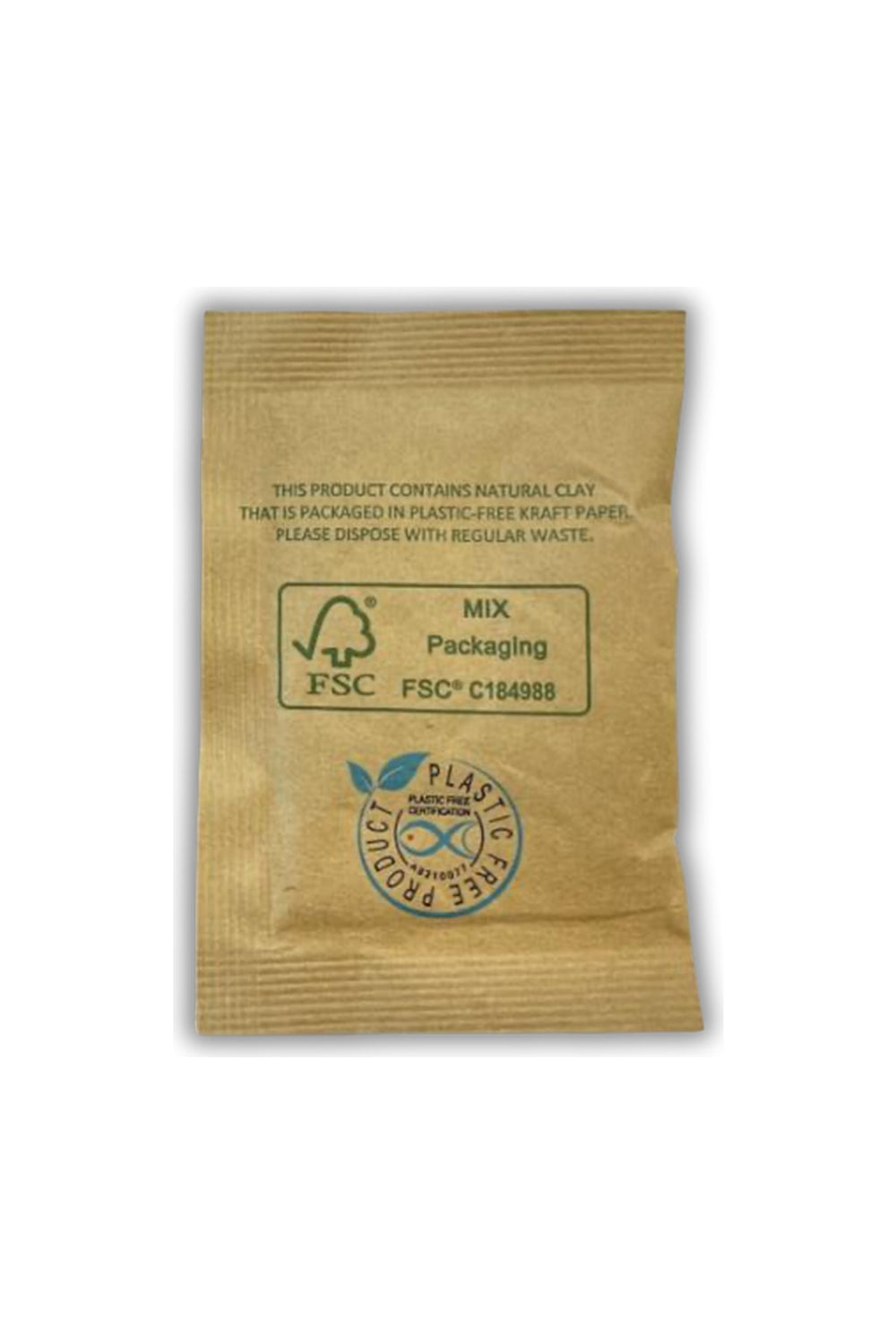 Micro-Pak 17 gram kesenin arka yüzü ve FSC işareti