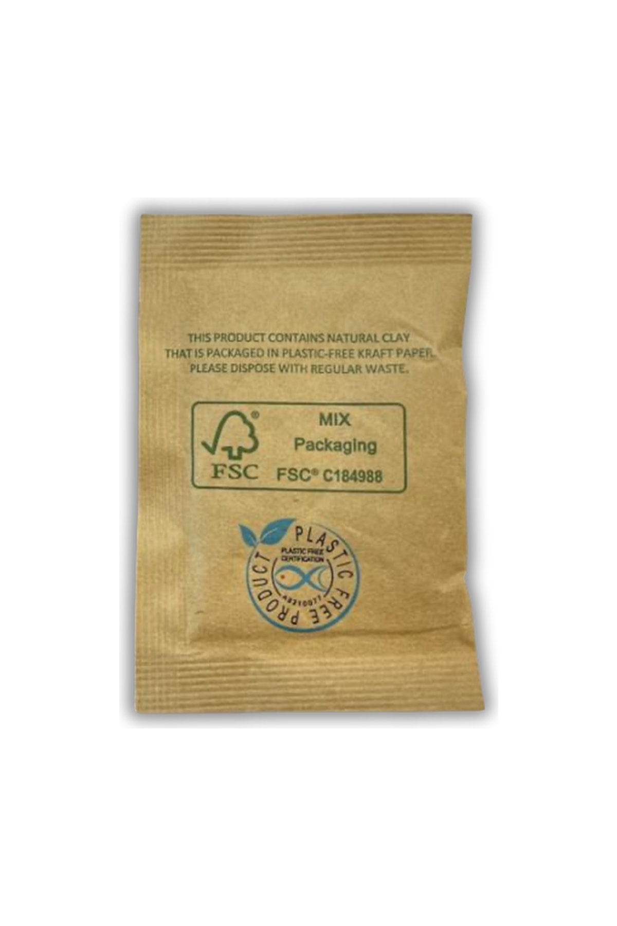 Micro-Pak 17 gram kesenin arka yüzü ve FSC işareti