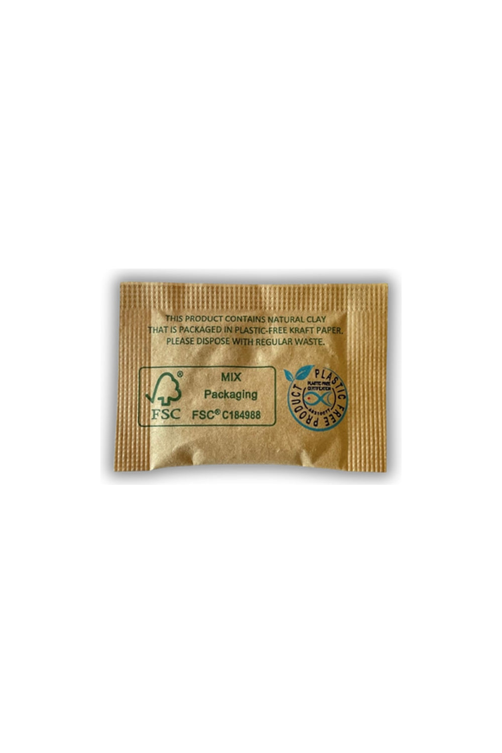 Micro-Pak 2 gram kesenin arka yüzü ve FSC işareti