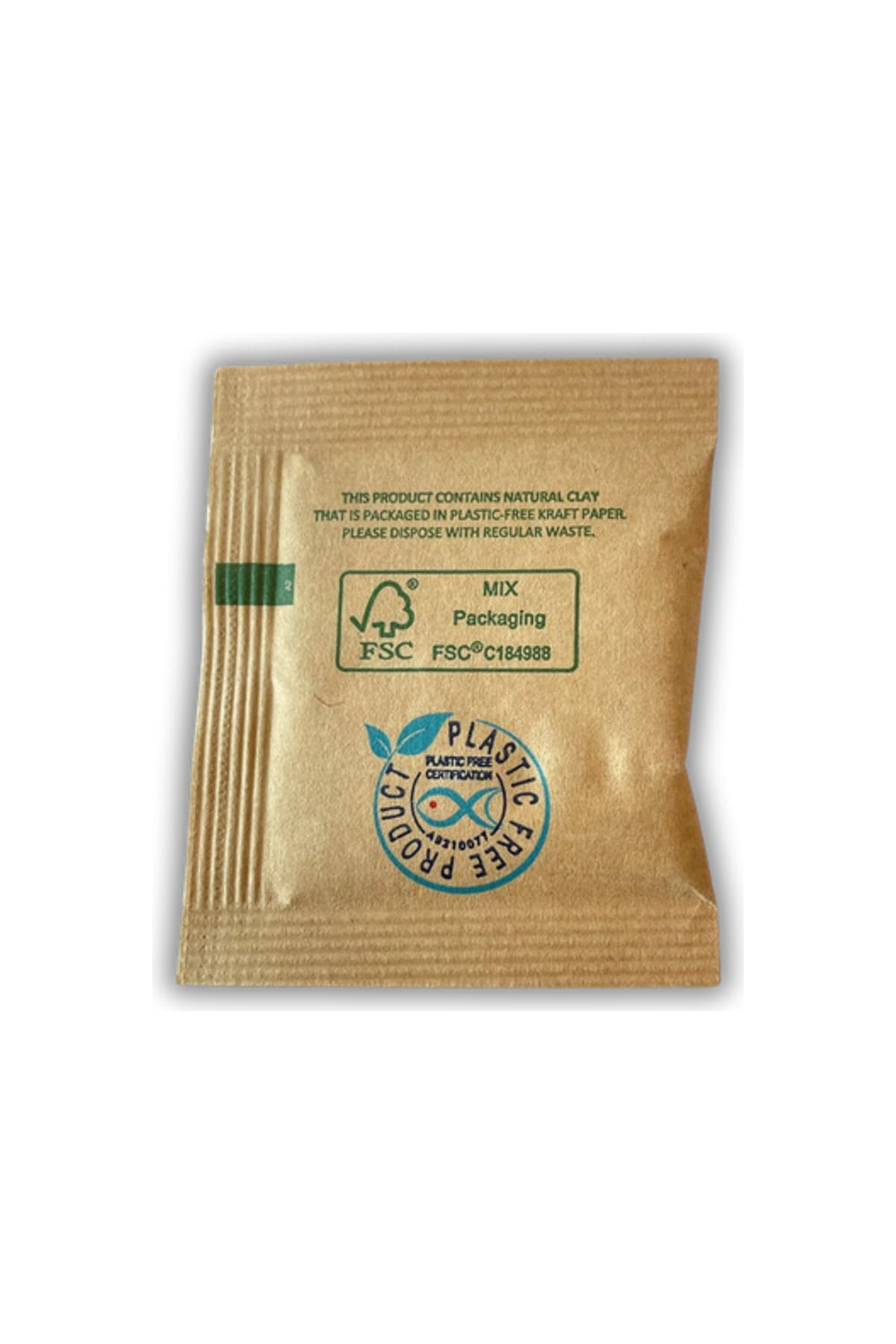 Micro-Pak 6 gram kesenin arka yüzü ve FSC işareti
