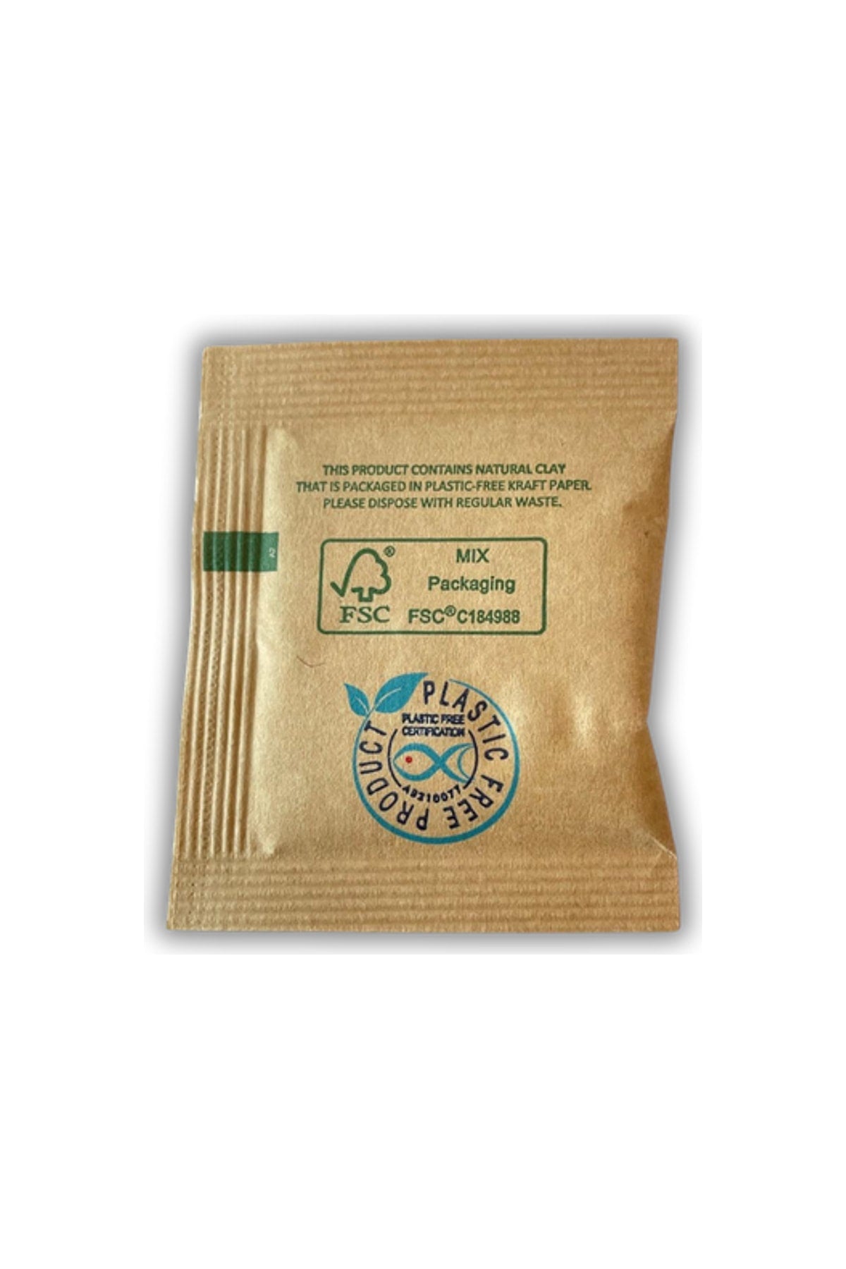 Micro-Pak 6 gram kesenin arka yüzü ve FSC işareti