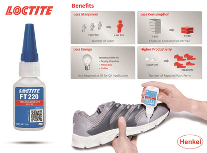 Henkel Loctite FT220 Anında Süper Yapıştırıcı Spor Ayakkabı, Çanta, Cüzdan, Kemer Esnek Yapıştırıcı