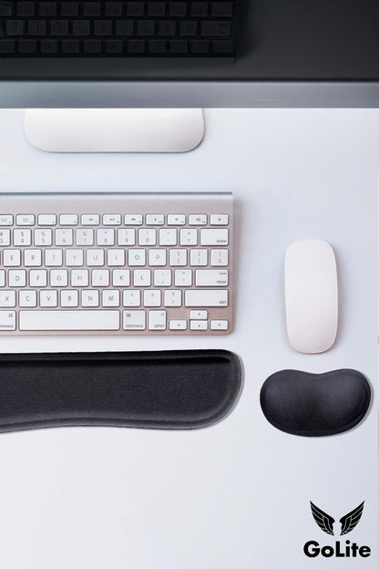 Klavye ve Mouse Bilek Desteği Seti, Ergonomik ve Konforlu, Kaymaz Taban Bilek Yastıkları - Siyah