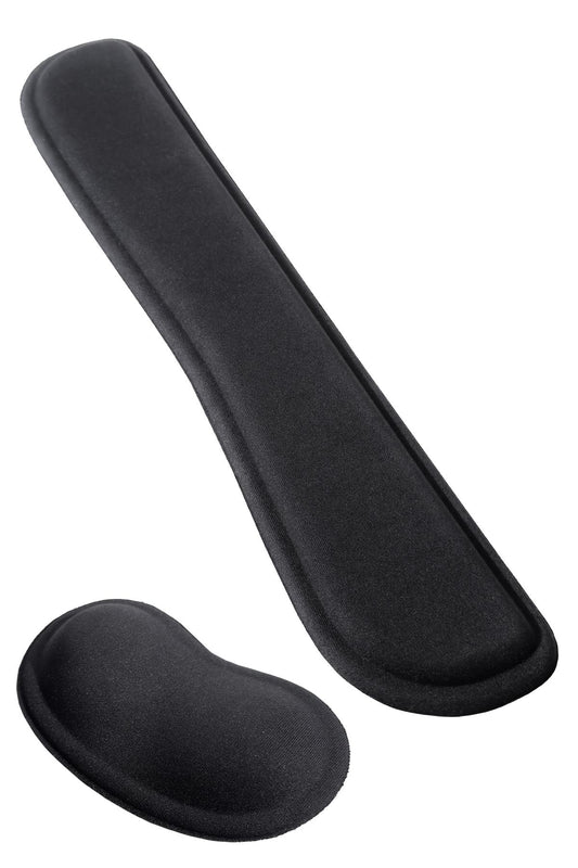 Klavye ve Mouse Bilek Desteği Seti, Ergonomik ve Konforlu, Kaymaz Taban Bilek Yastıkları - Siyah
