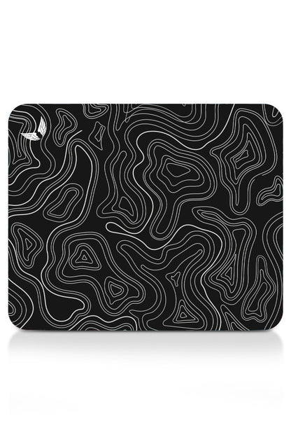 GoLite Classic Mousepad – Topografi Siyah deseni, 27x23 cm, açılı ürün fotoğrafı